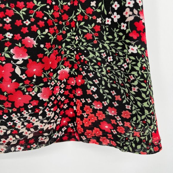 Vintage 90s Y2k Micro Floral Print Mesh Top Square Neck Babydoll Size Small - Picture 2 of 7